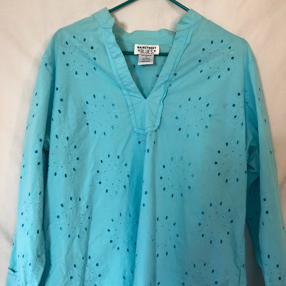 Main Street Blues Blue with eyelet cut outs